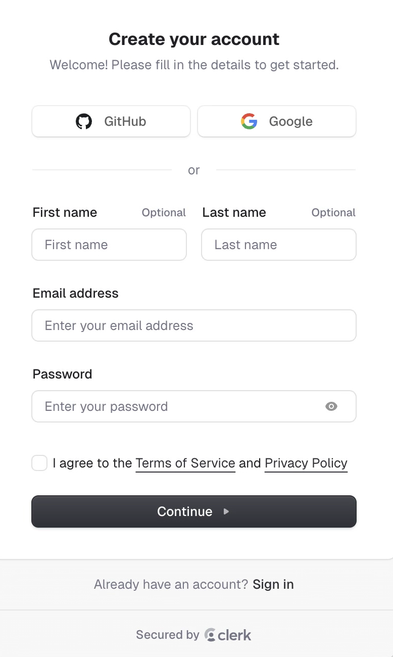 Roo Code Cloud signup form